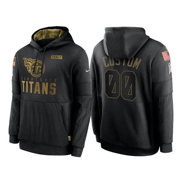 Men's Tennessee Titans Customized 2020 Black Salute To Service Sideline Performance Pullover NFL Hoodie (Check description if you want Women or Youth size)